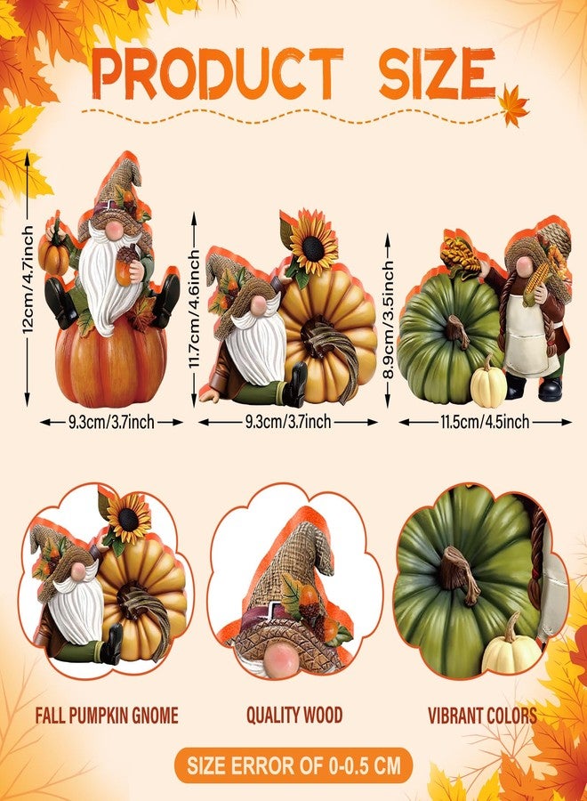 DoubleFill مجموعة دبل فيل من 3 تماثيل أقزام عيد الشكر، ديكور أقزام الخريف، تماثيل يقطين الخريف، زينة خشبية بالجملة لحصاد الخريف، هدايا عيد الشكر، ديكور طاولة المنزل للحفلات - Image 3